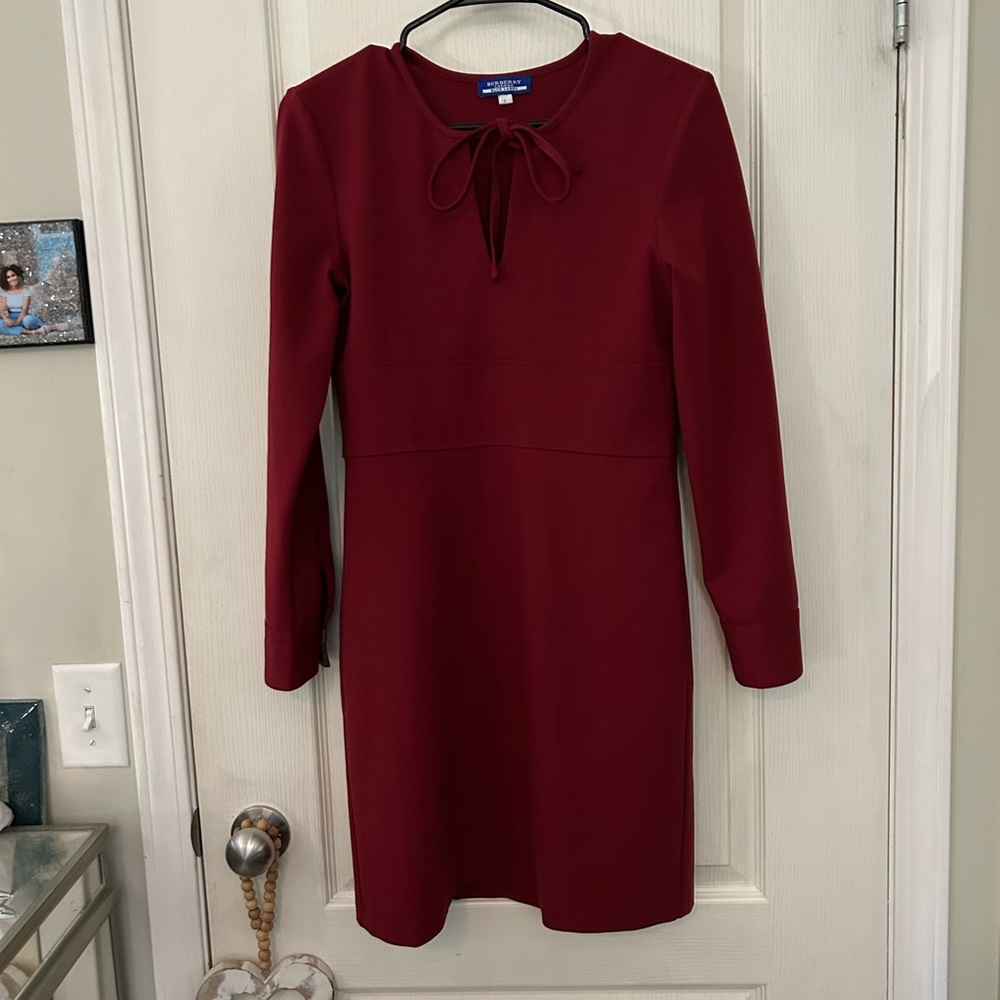 Burberry London Burgundy Long Sleeve Dress